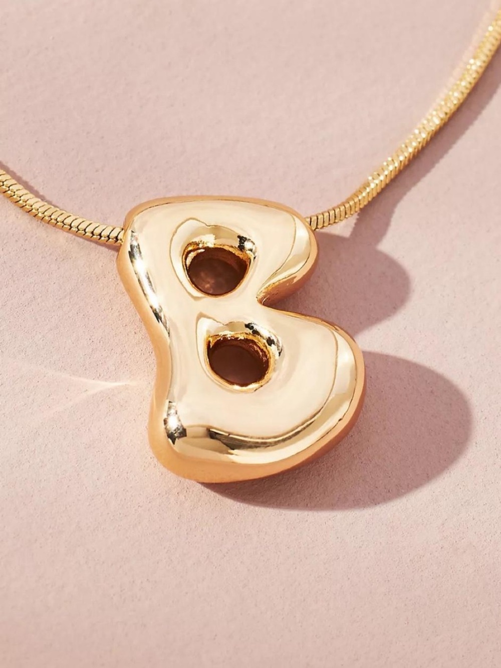 Anthropologie Gold Plated Bubble Letter Initial B Necklace NWOT Jewelry Monogram